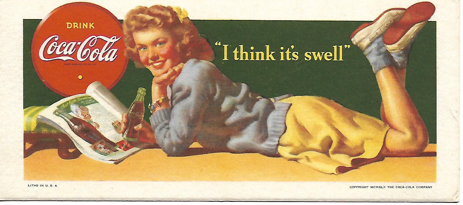 Coca-Cola Blotter - I Think It's Swell